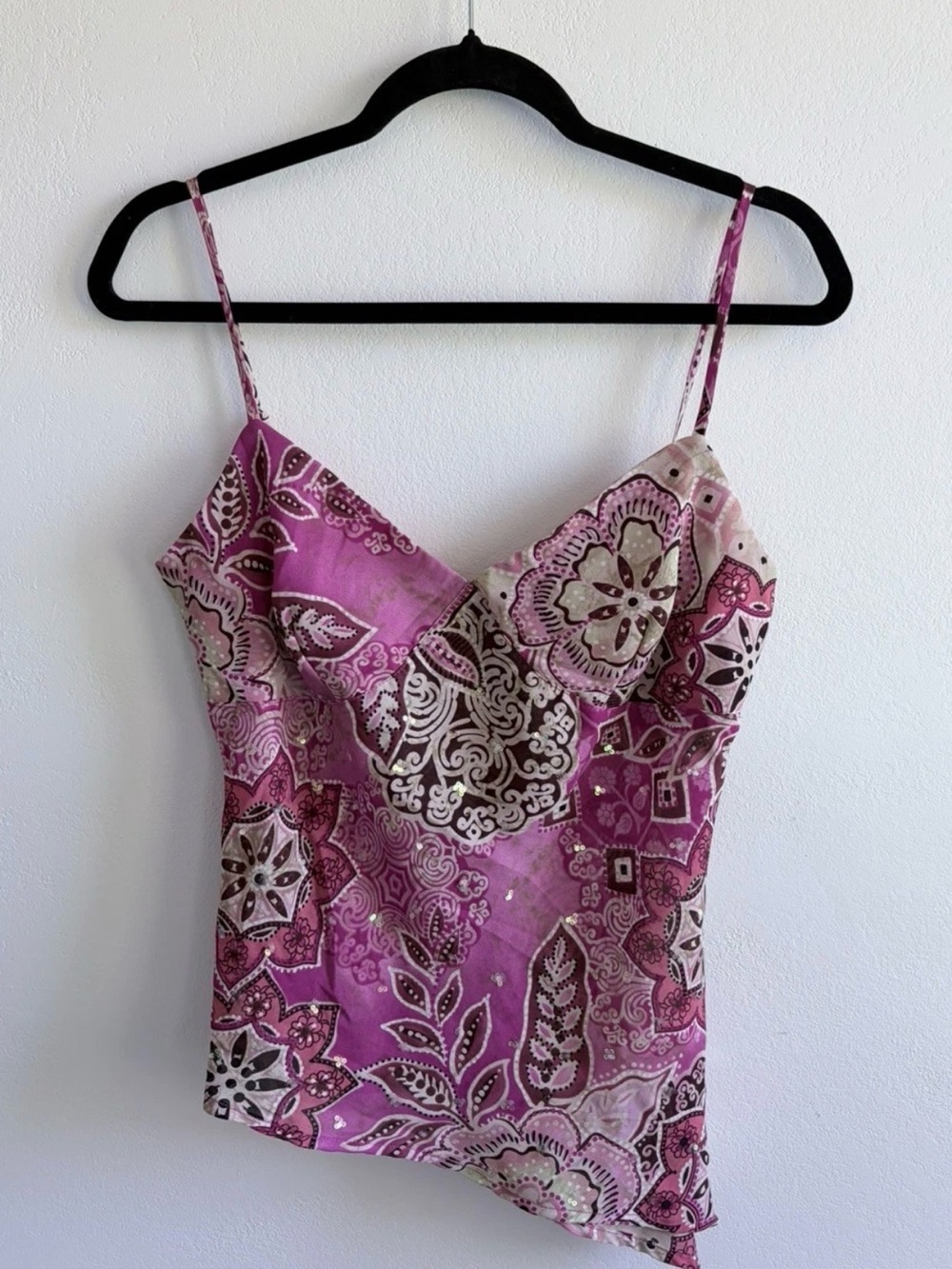 Byer California Y2K Going Out Top Vintage VTG Pink Paisley V-Neck Cami